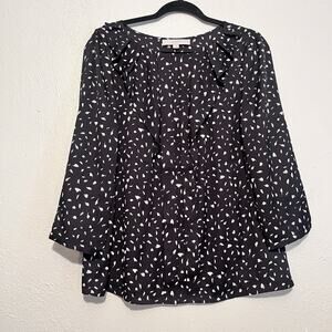 Loft Womens 3/4 Sleeve Ruffle Pullover Blouse Top Size M‎